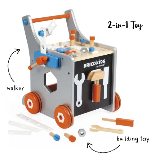 Wooden Magnetic DIY Trolley with 26 Construction Accessories