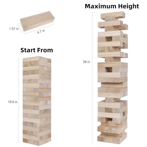 Giant Wooden Tumble Tower Stacking Blocks with Carry Case