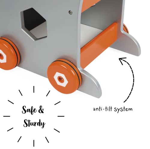 Wooden Magnetic DIY Trolley with 26 Construction Accessories