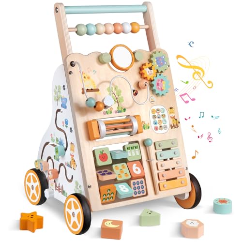 Wooden Montessori 10 in 1 Baby Push Walker for Toddlers