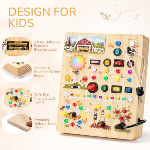 Montessori Busy Board with 17 LED Light Switches
