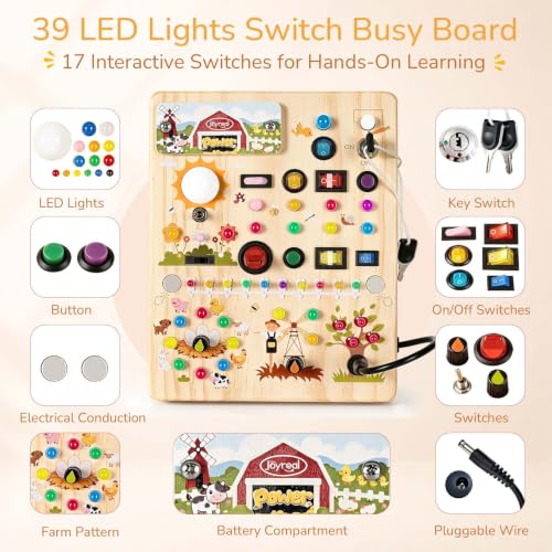 Montessori Busy Board with 17 LED Light Switches