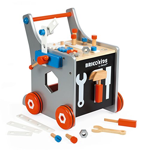 Wooden Magnetic DIY Trolley with 26 Construction Accessories