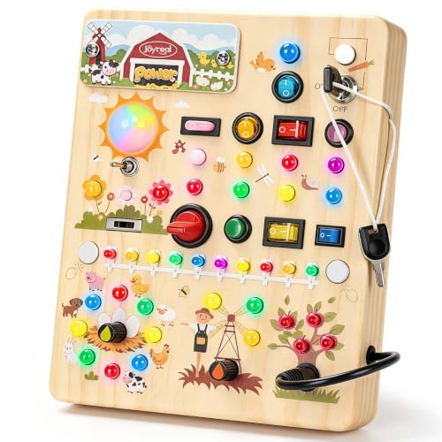 Montessori Busy Board with 17 LED Light Switches
