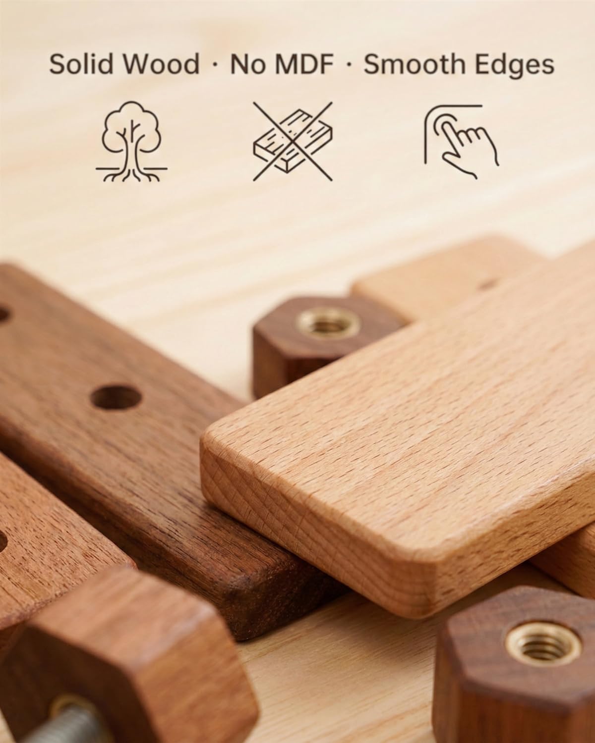 Wooden Construction Tool and Building Blocks Set 32 Pieces