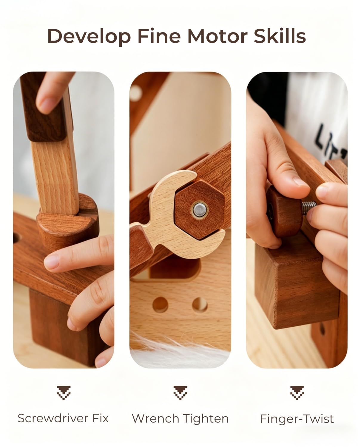 Wooden Construction Tool and Building Blocks Set 32 Pieces