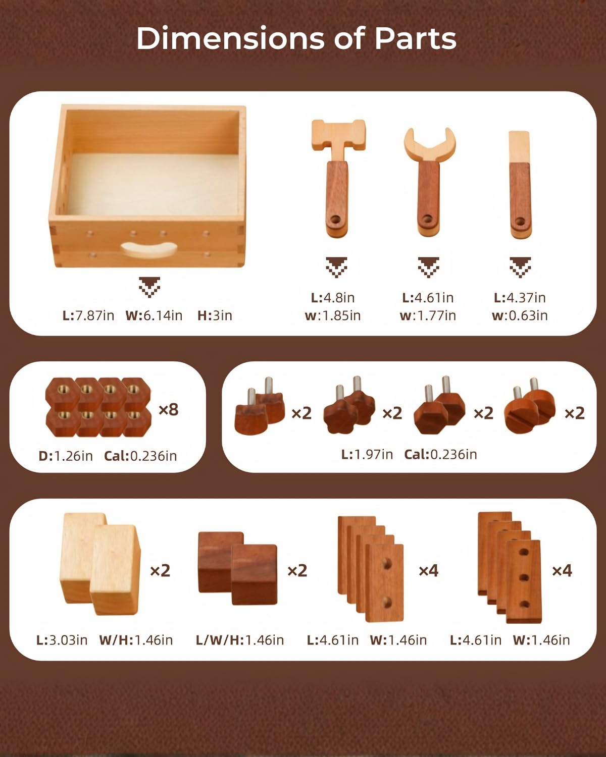 Wooden Construction Tool and Building Blocks Set 32 Pieces