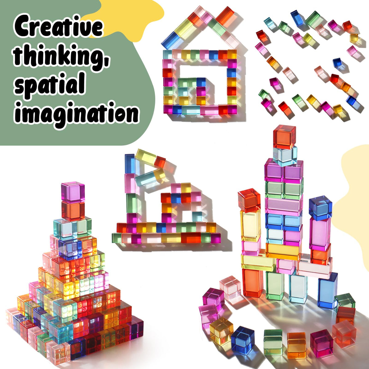 Rainbow Acrylic Cubes Color Learning Set