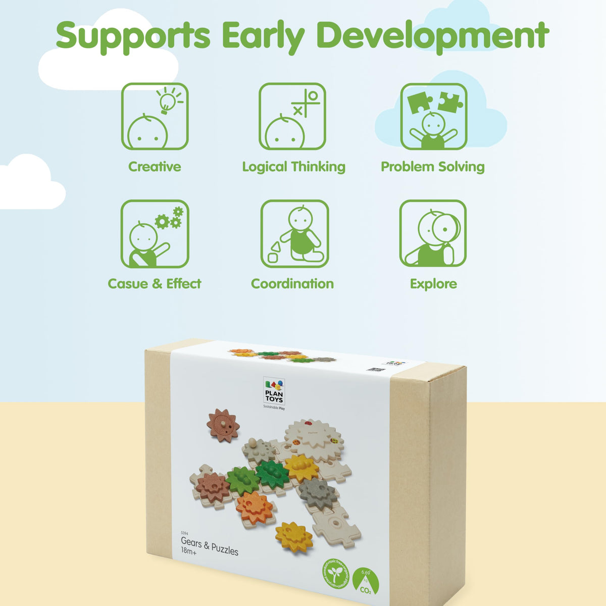 Wooden Construction Gears Puzzle Tool Learning Set