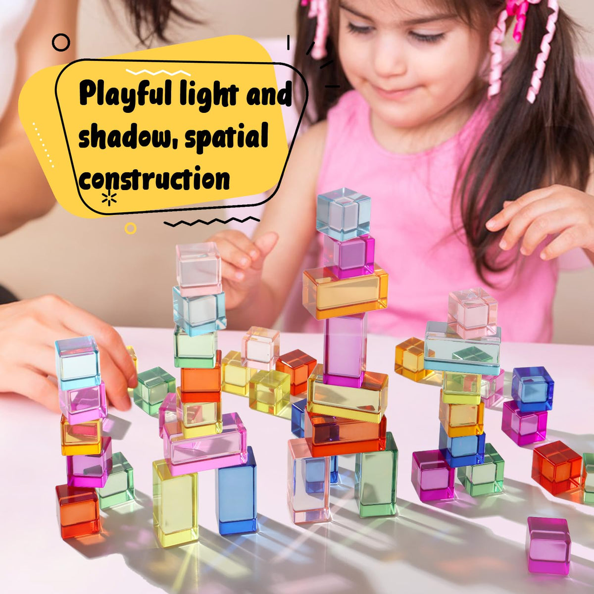 Rainbow Acrylic Cubes Color Learning Set