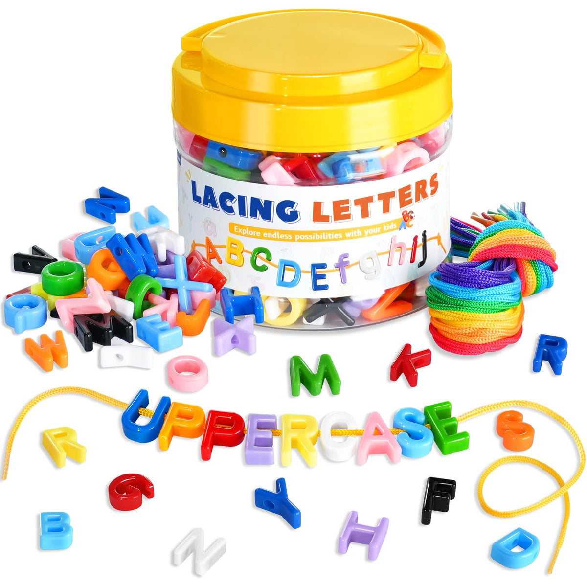 Alphabet Letter Lacing Beads Learning Set