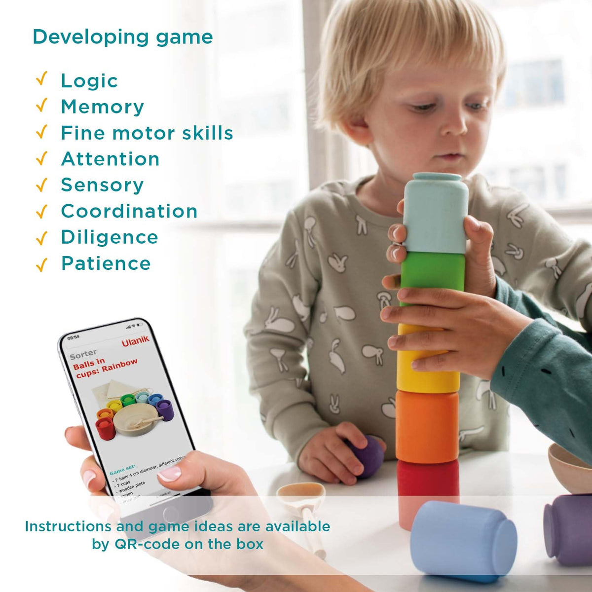 Rainbow Balls and Cups Montessori Sorting Toy