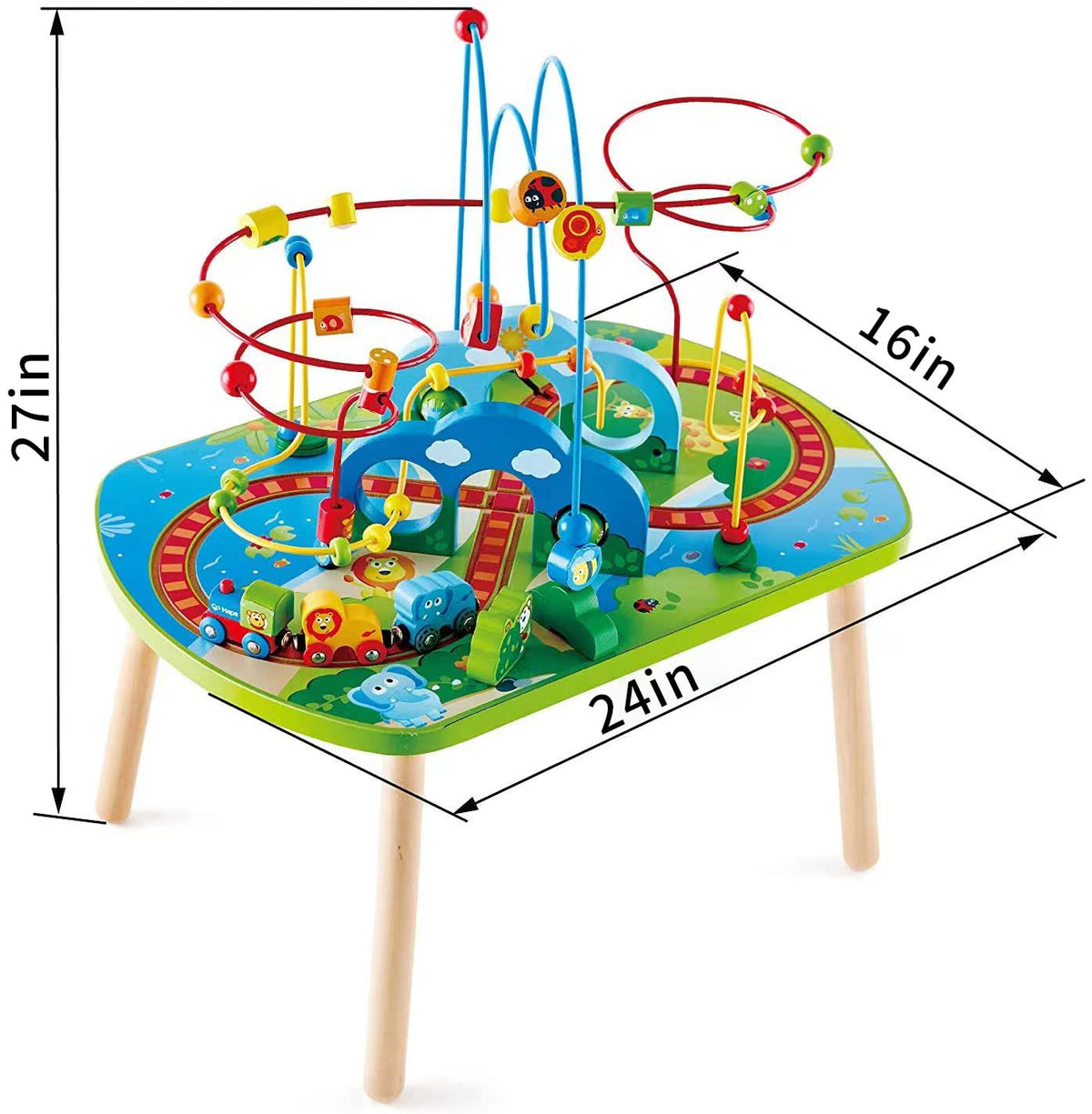 Wooden Jungle Adventure Bead Maze Railway Activity Table