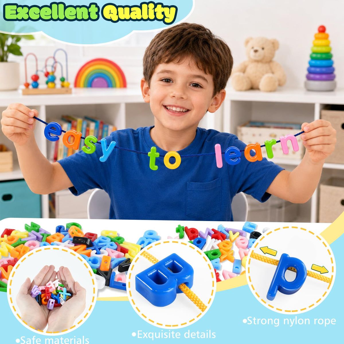 Alphabet Letter Lacing Beads Learning Set