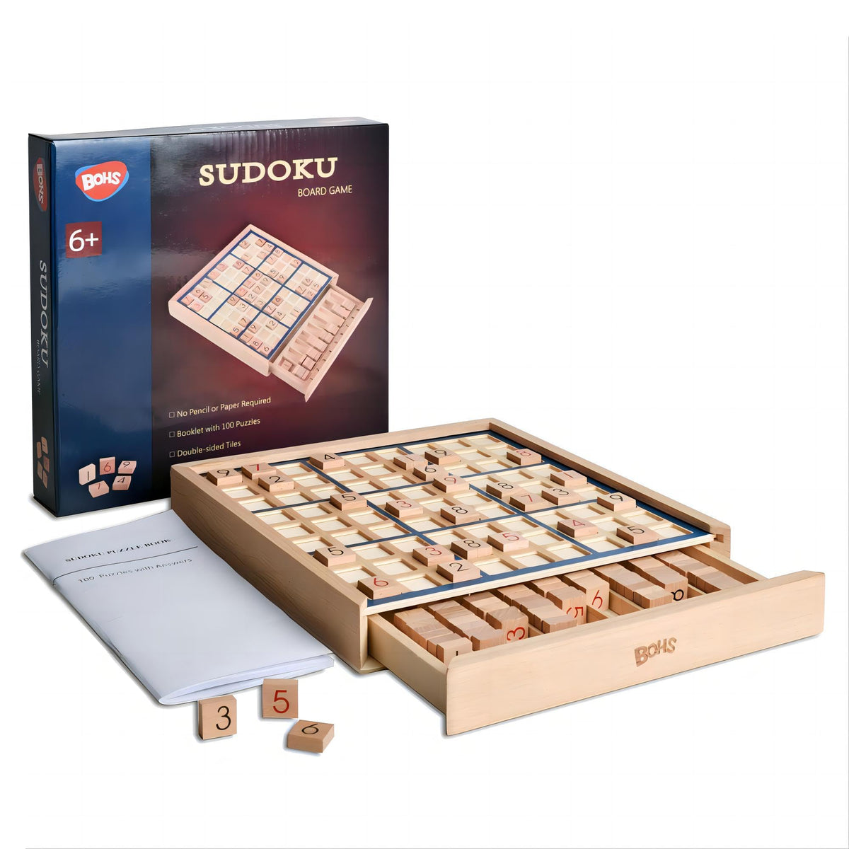 Wooden Sudoku Board Game with 100 Puzzle Book