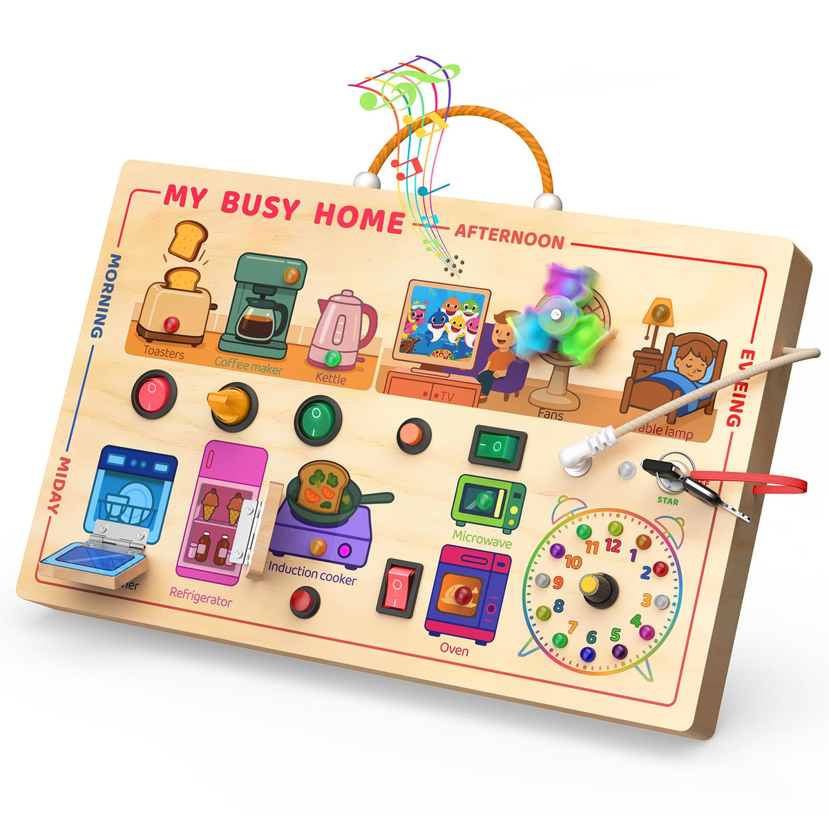 Montessori Busy Board Learning Toy for Toddlers Ages 1 to 3