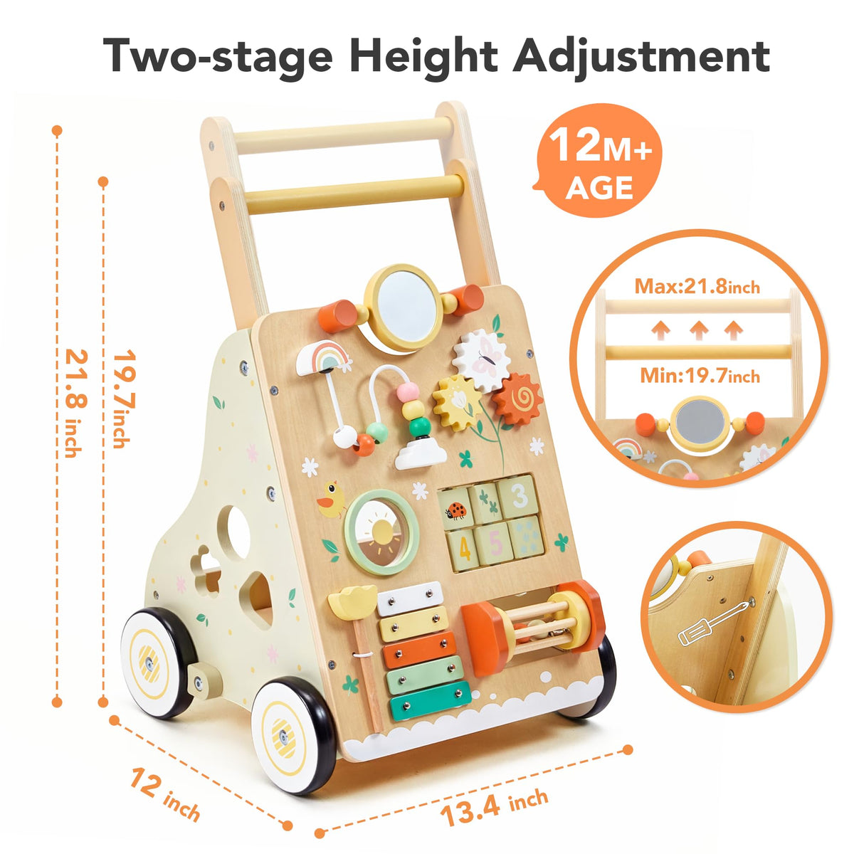 Wooden Montessori Baby Push Walker Learning Toy