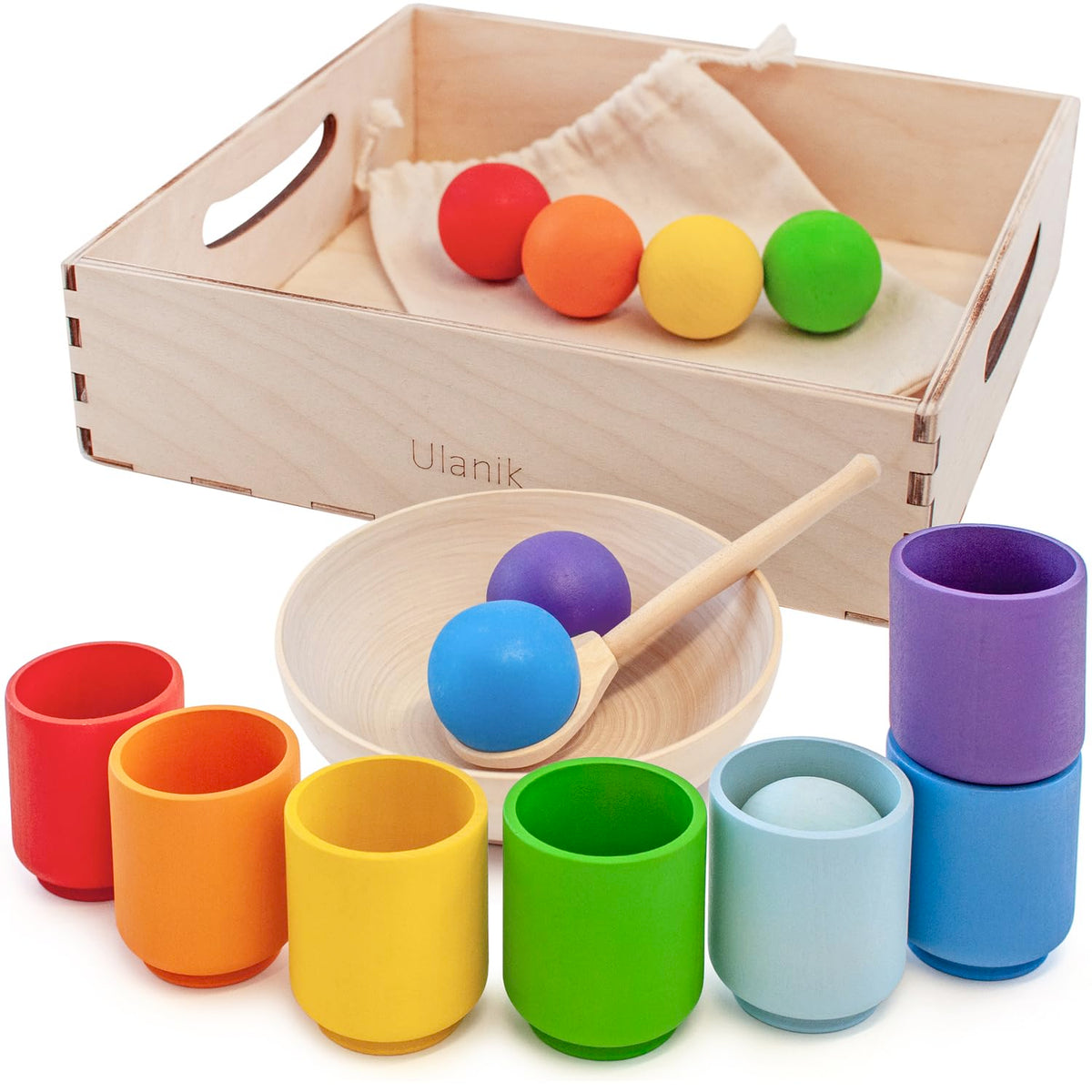 Rainbow Balls and Cups Montessori Sorting Toy
