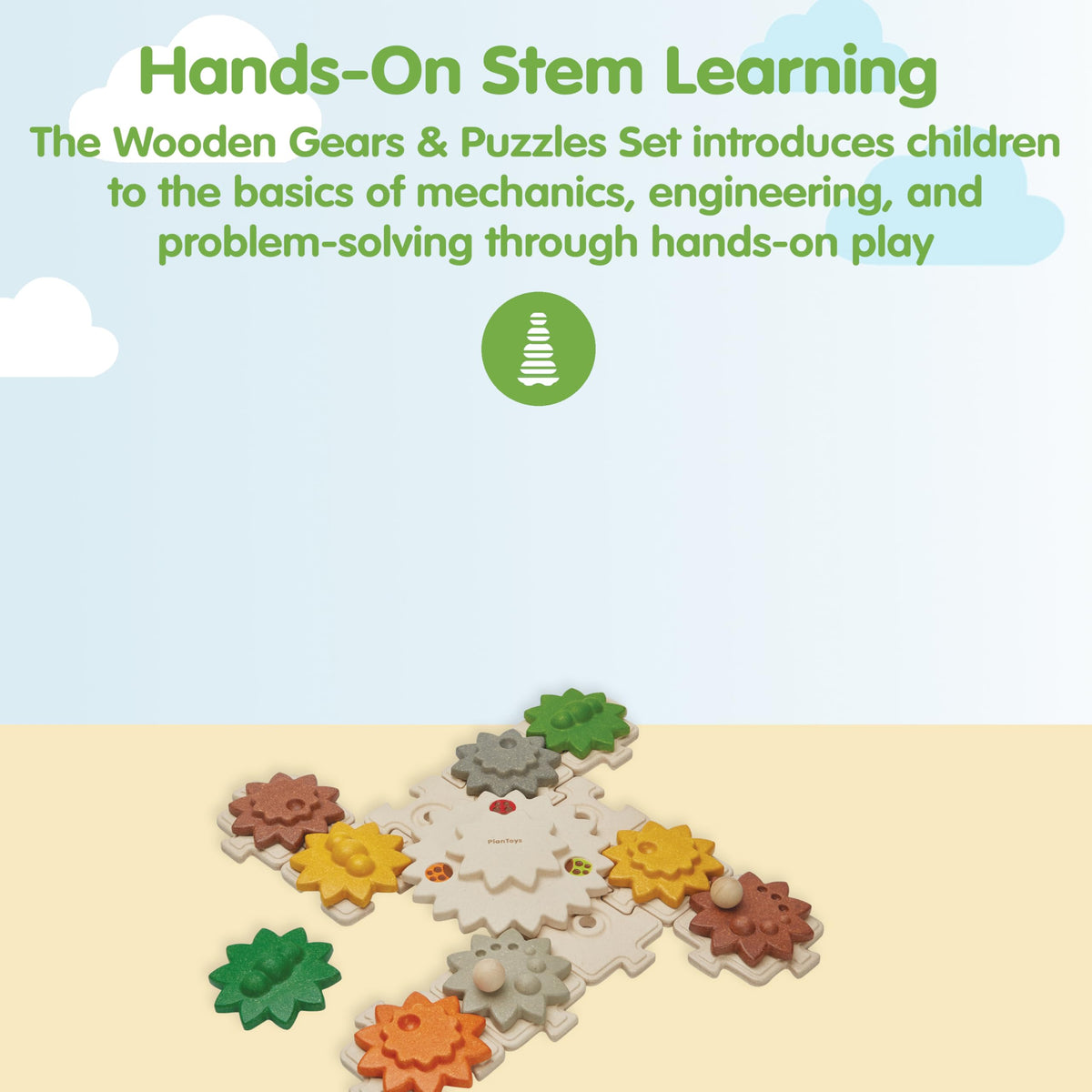 Wooden Construction Gears Puzzle Tool Learning Set