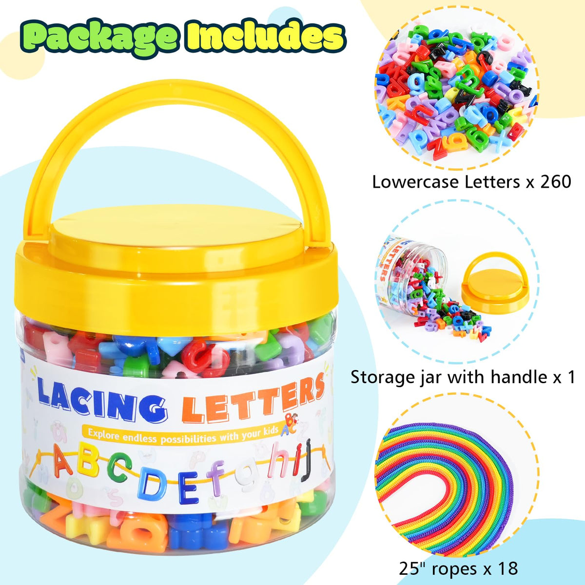 Alphabet Letter Lacing Beads Learning Set