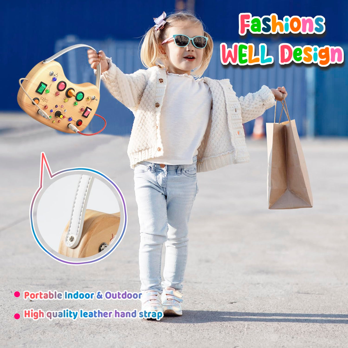 Montessori Busy Board Learning Toy for Toddlers Ages 1 to 3