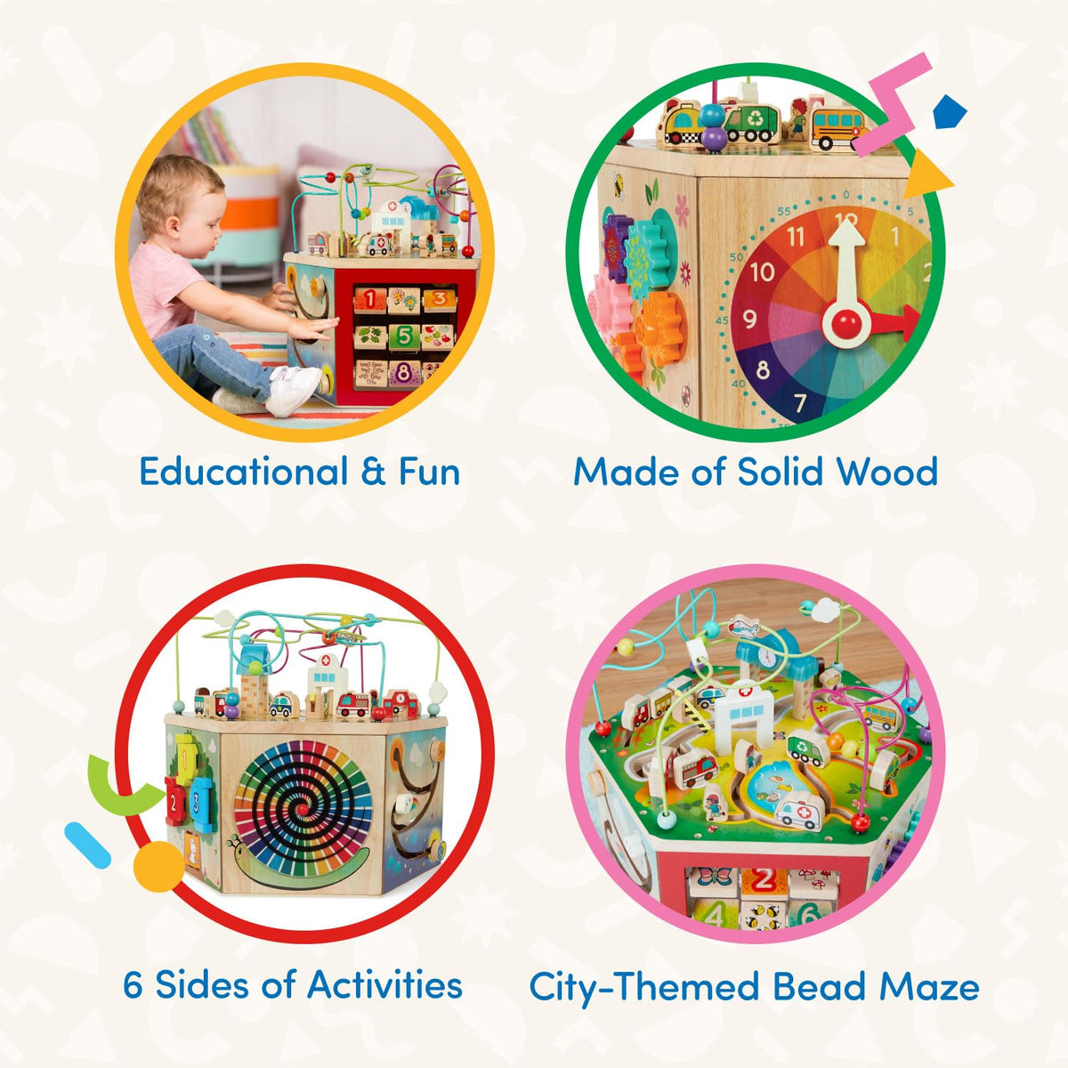 Wooden Activity Cube and Learning Activity Center