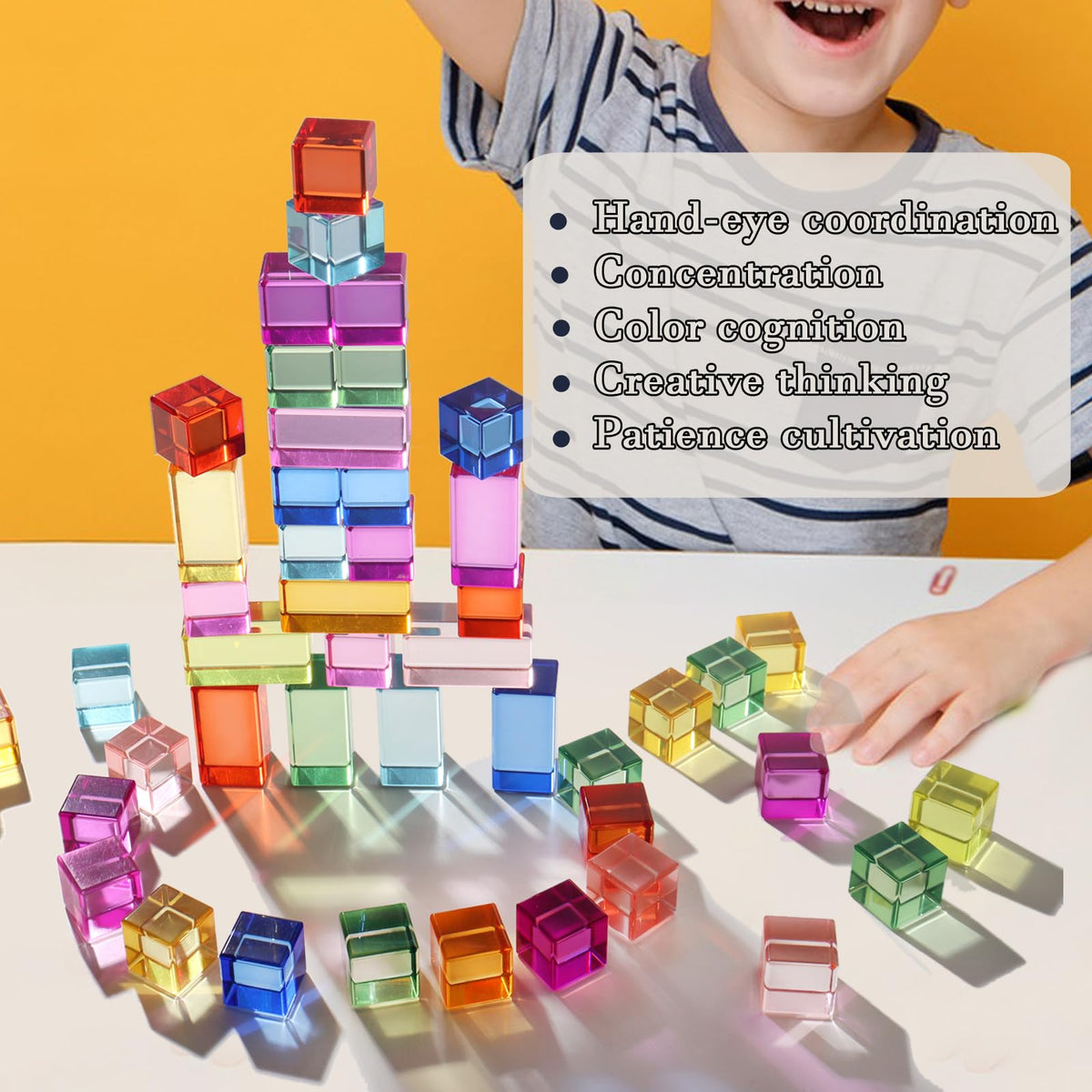Rainbow Acrylic Cubes Color Learning Set