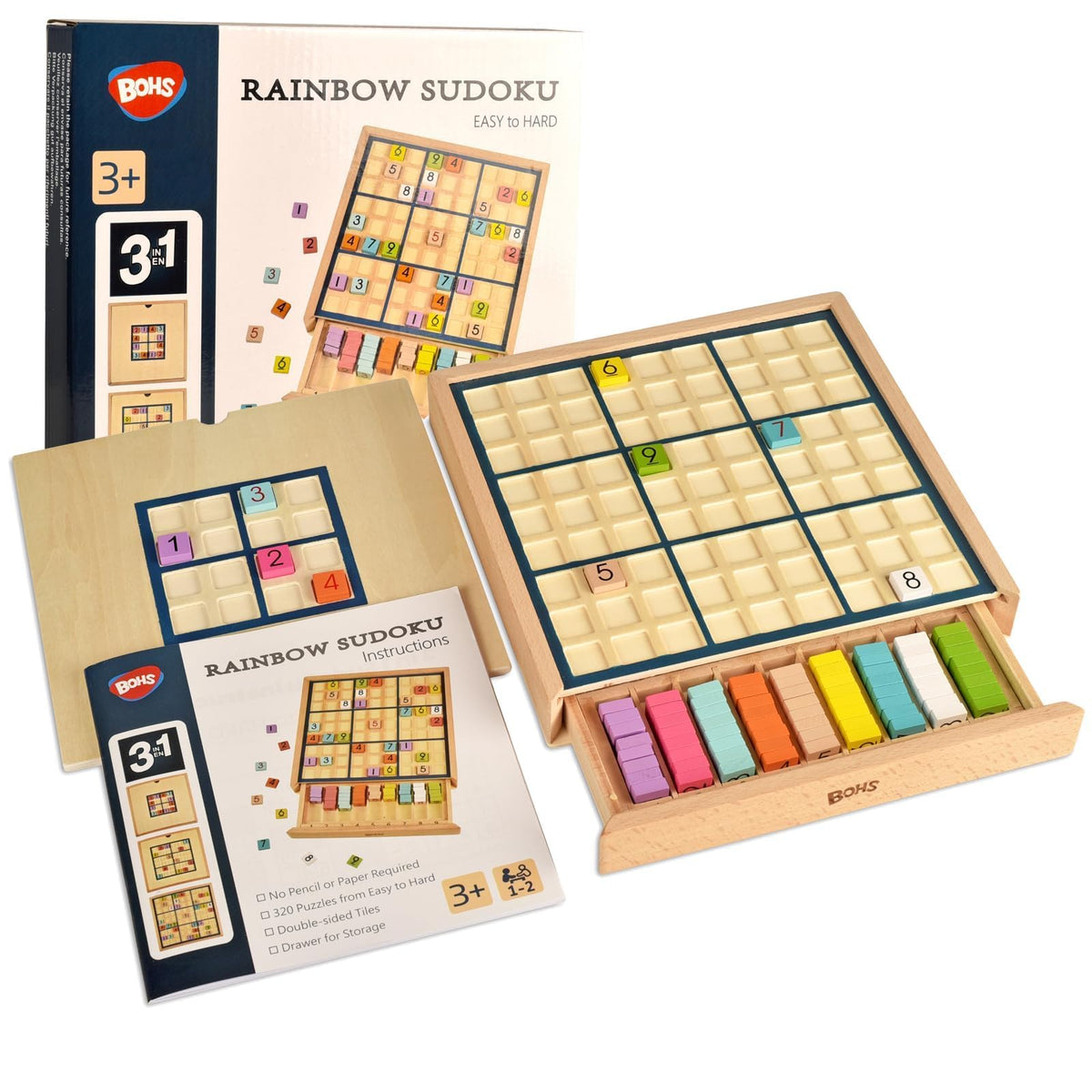 Wooden Color Sudoku Board Game with 320 Puzzle Book