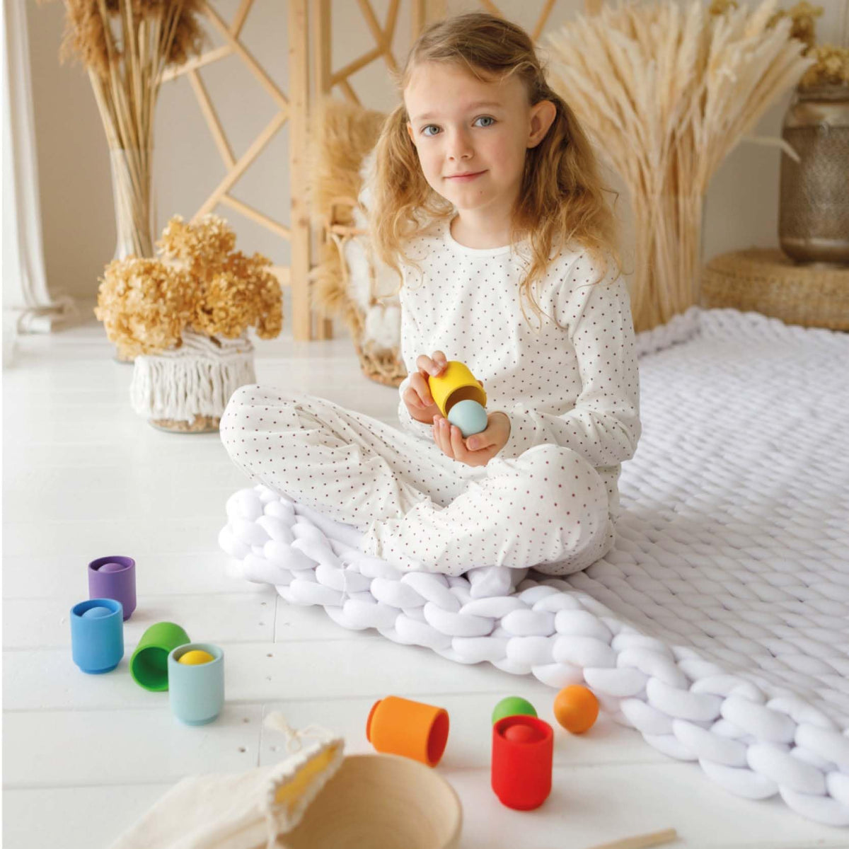 Rainbow Balls and Cups Montessori Sorting Toy