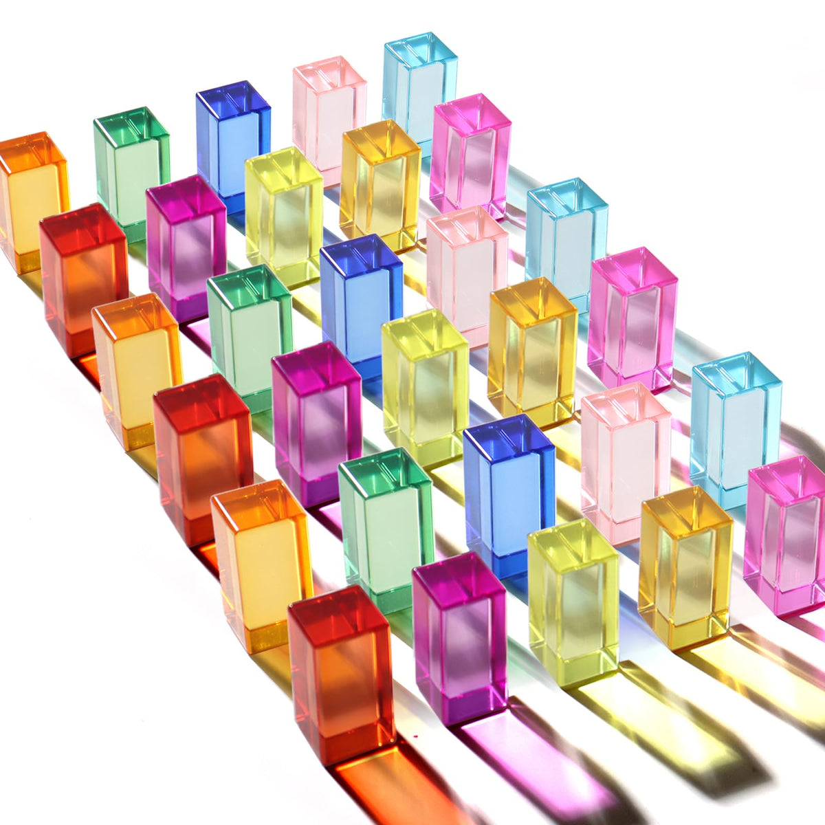 Rainbow Acrylic Cubes Color Learning Set