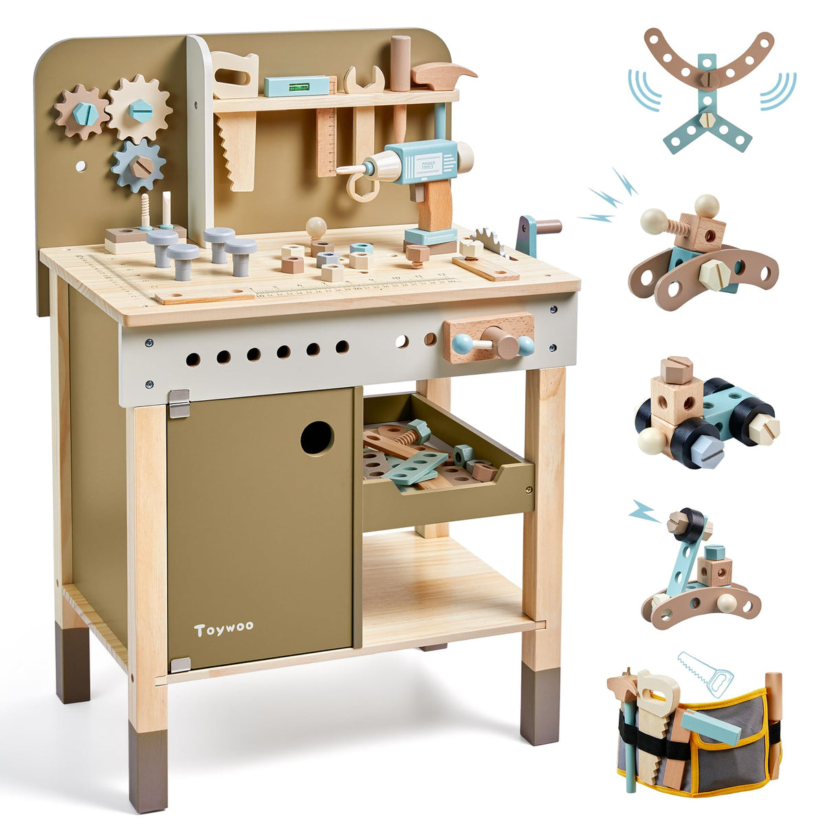 Wooden Tool Bench Workshop Construction Set for Kids