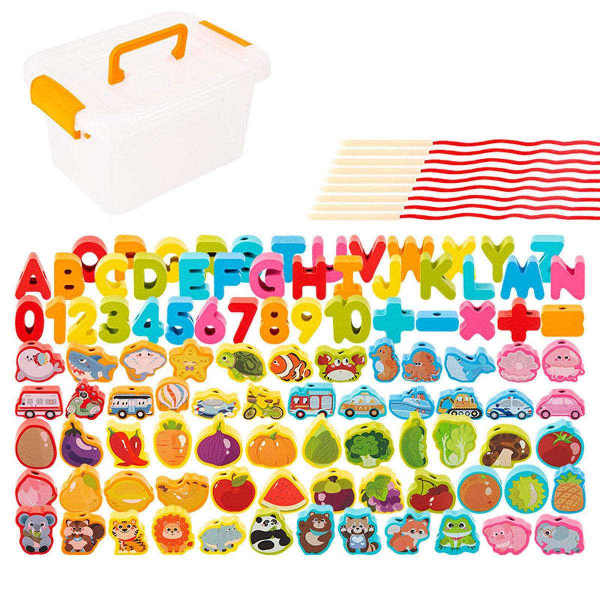 Large Wooden Lacing Beads Threading Set