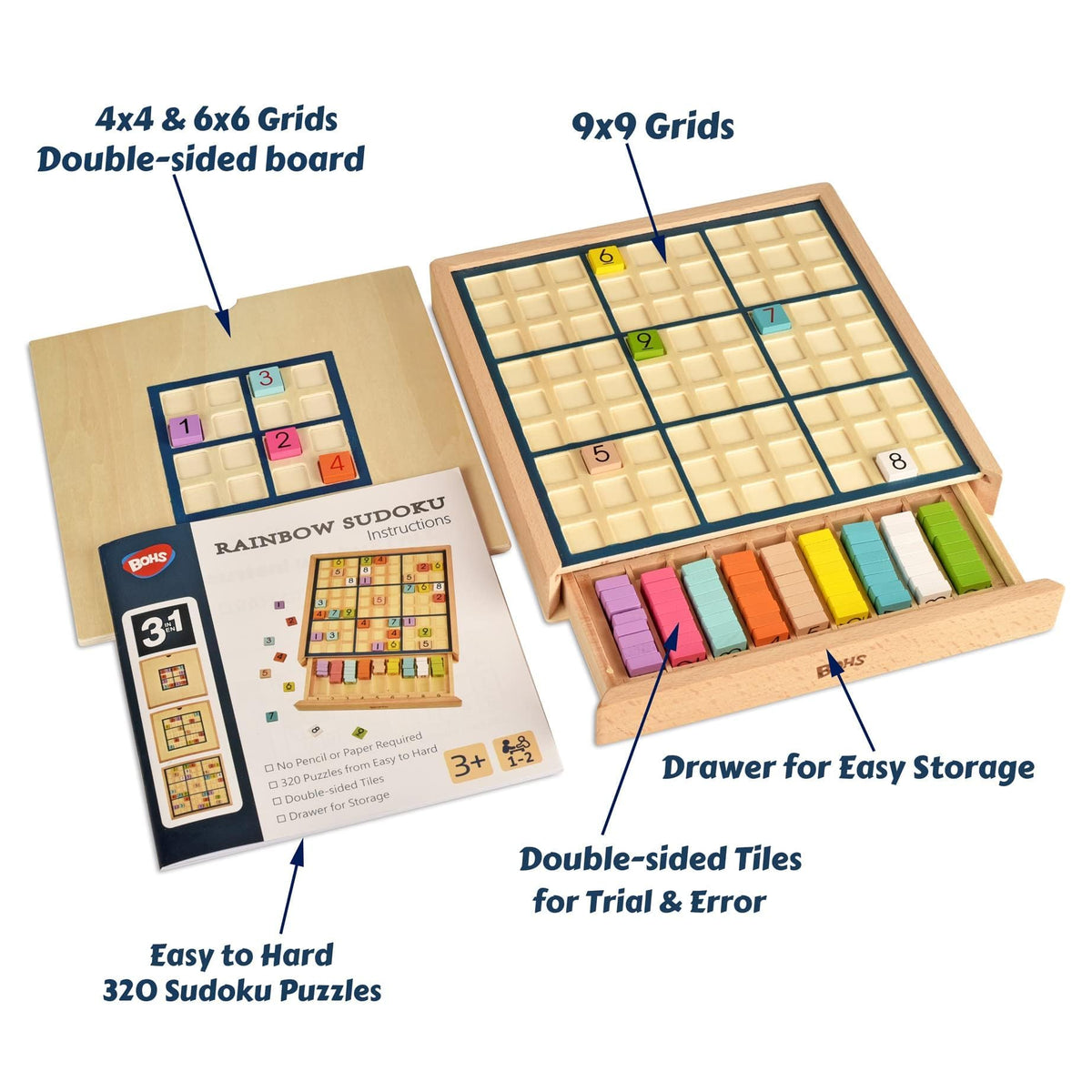 Wooden Color Sudoku Board Game with 320 Puzzle Book