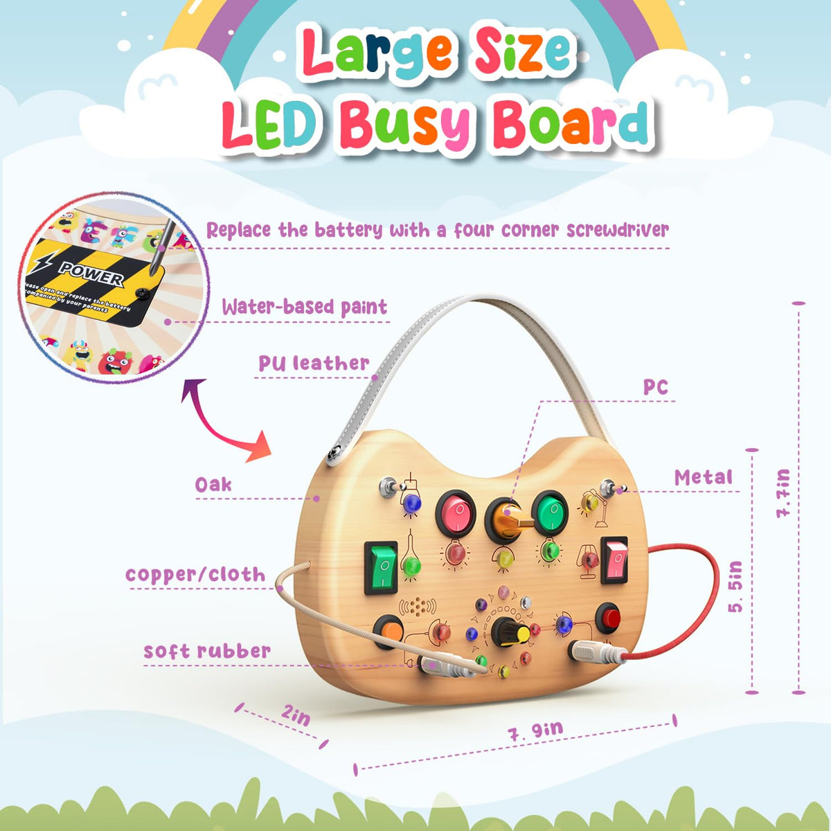 Montessori Busy Board Learning Toy for Toddlers Ages 1 to 3