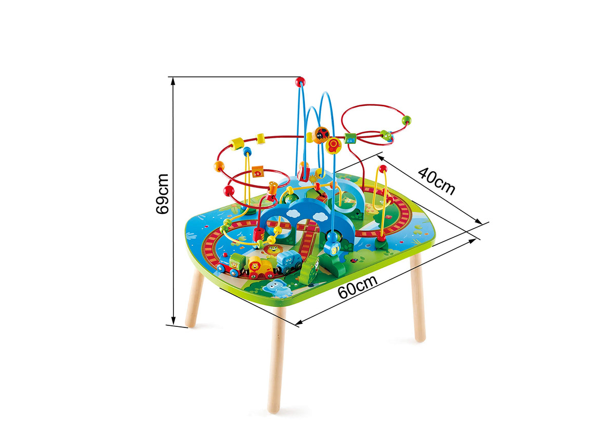 Wooden Jungle Adventure Bead Maze Railway Activity Table