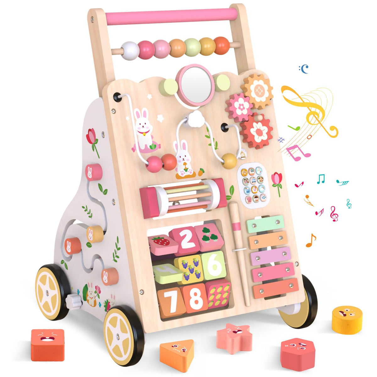 Wooden Montessori 10 in 1 Baby Push Walker for Toddlers
