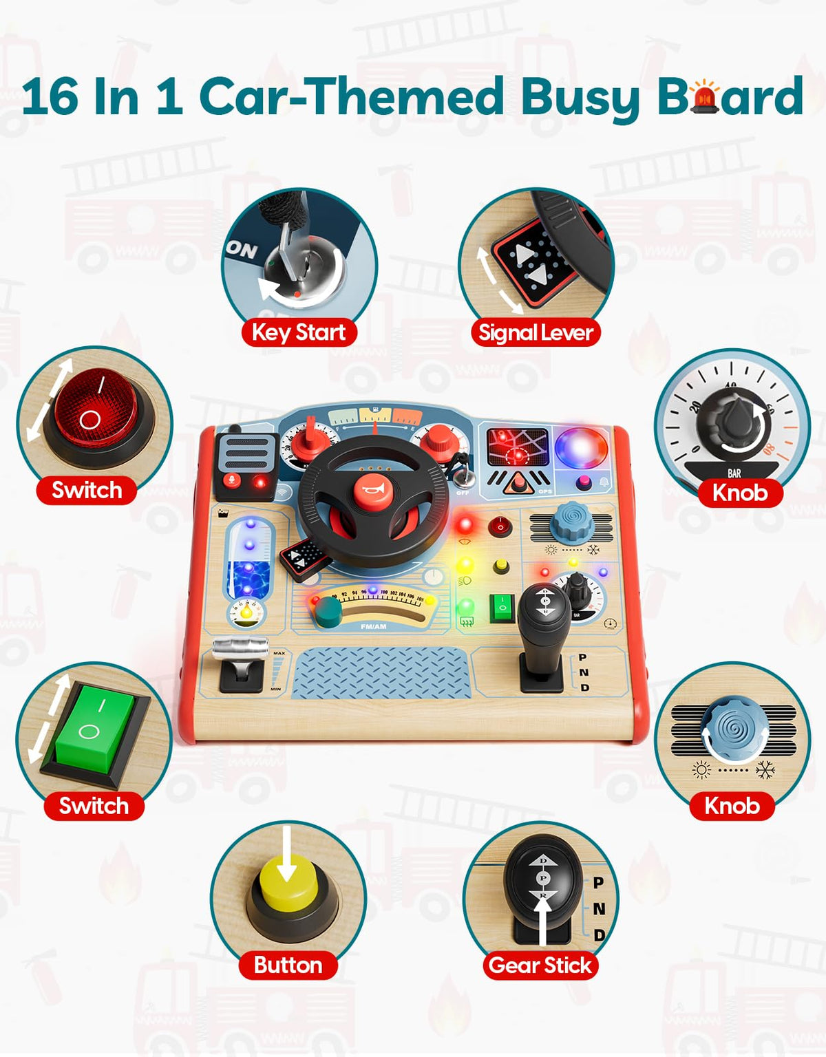 Montessori LED Light Busy Board Learning Toy