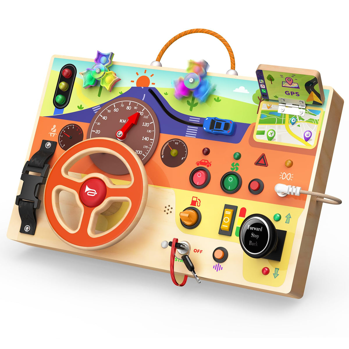 Montessori Busy Board Learning Toy for Toddlers Ages 1 to 3