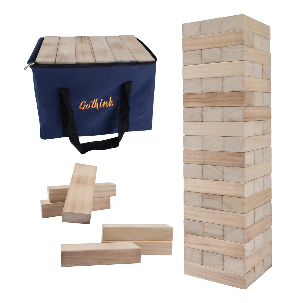 Giant Wooden Tumble Tower Stacking Blocks with Carry Case
