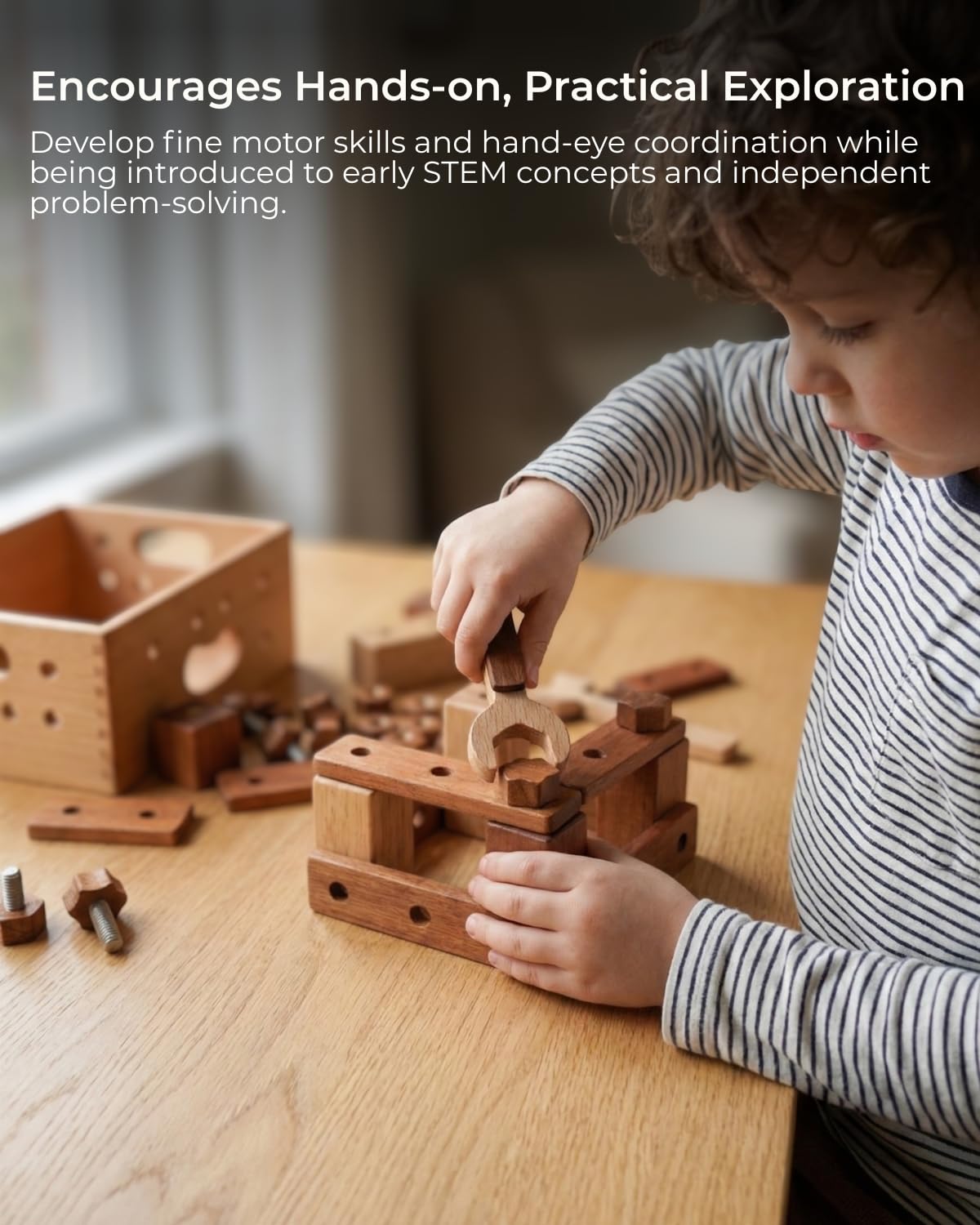 Wooden Construction Tool and Building Blocks Set 32 Pieces