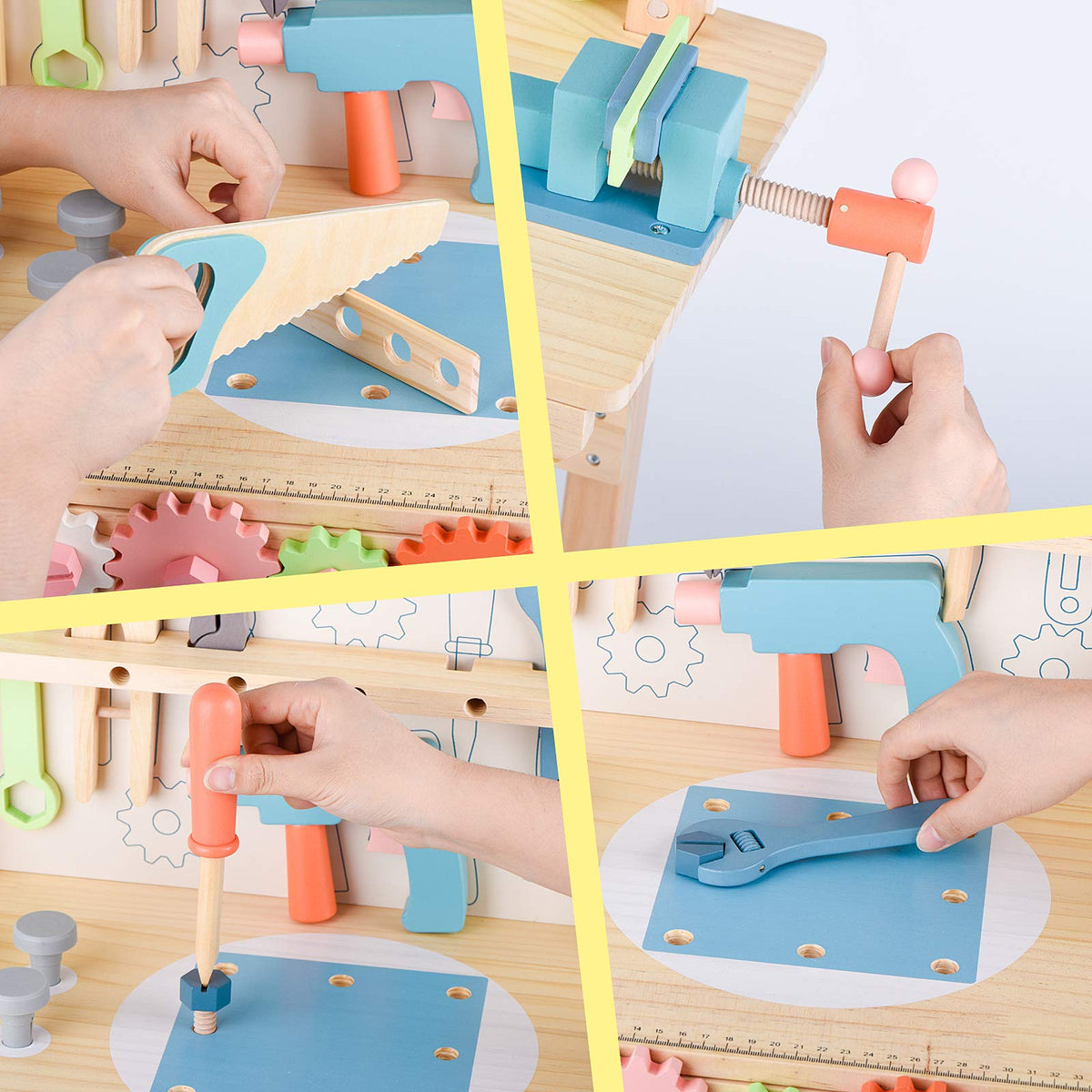 Wooden Tool Bench Workshop Construction Set for Kids
