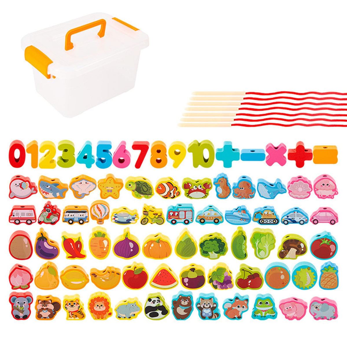 Large Wooden Lacing Beads Threading Set