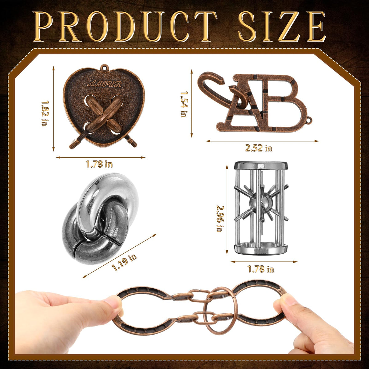 Metal Brain Teaser Puzzle Set 48 Pieces for Adults