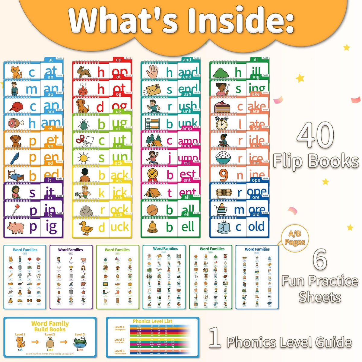 Phonics Flip Book and Word Family Learning Set
