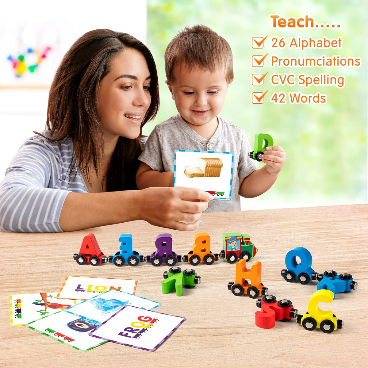 Magnetic Wooden Alphabet Train Letter Learning Set