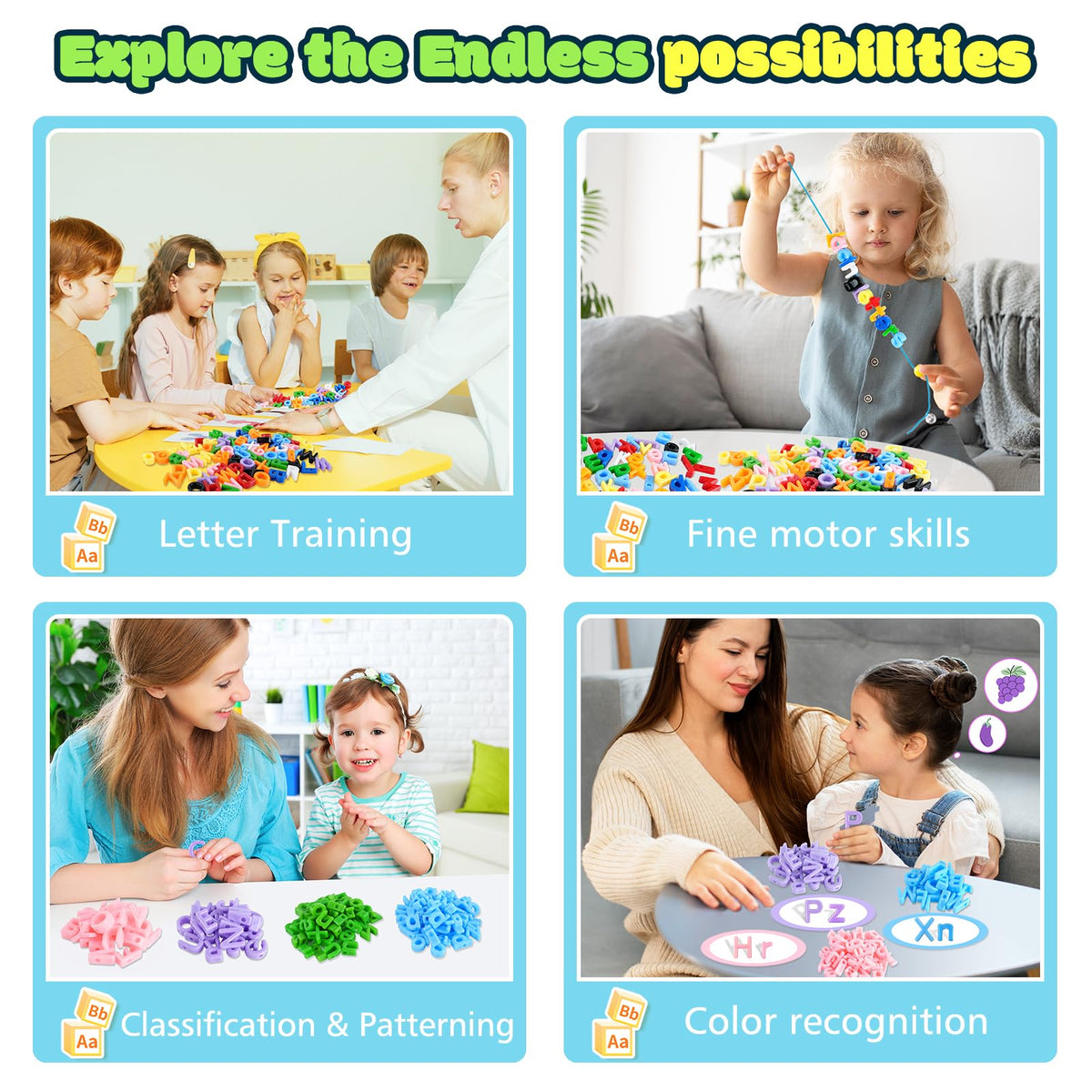 Alphabet Letter Lacing Beads Learning Set