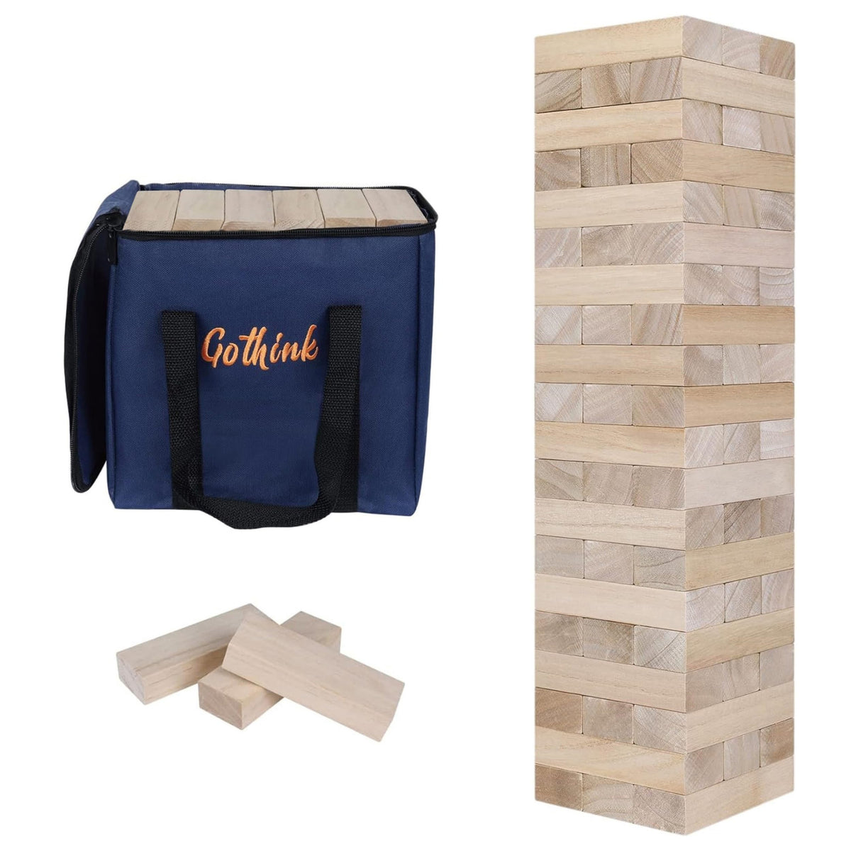 Giant Wooden Tumble Tower Stacking Blocks with Carry Case