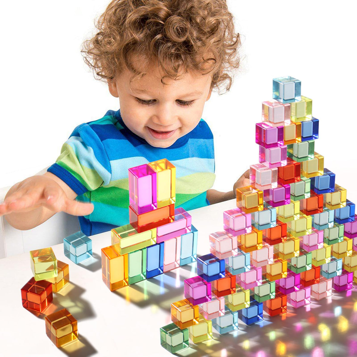 Rainbow Acrylic Cubes Color Learning Set