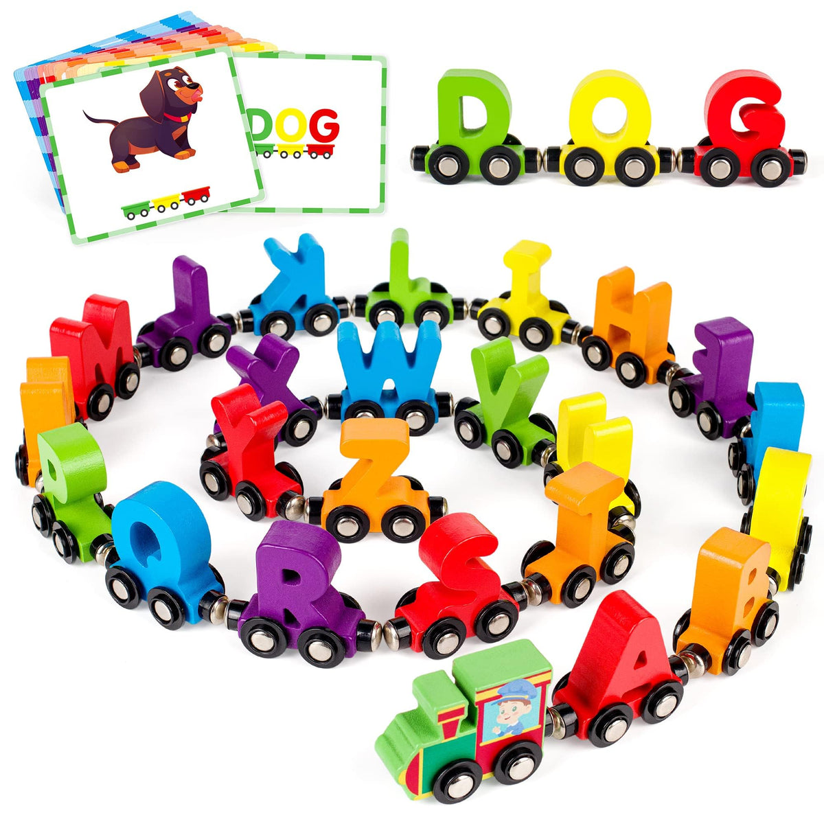 Magnetic Wooden Alphabet Train Letter Learning Set