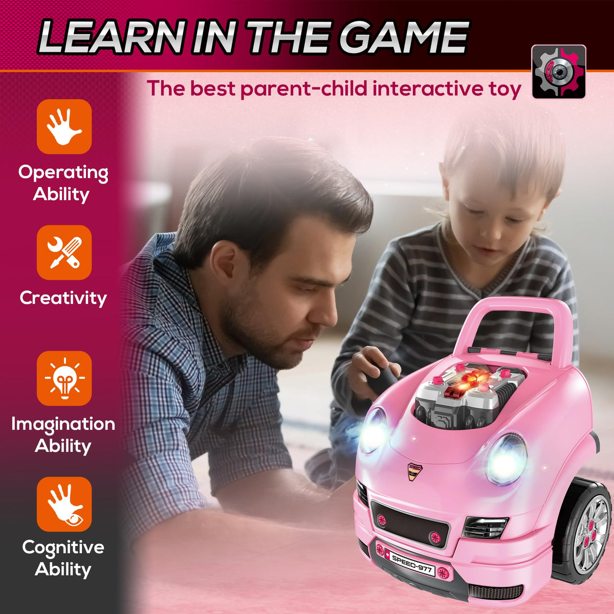 Truck Engine Learning Toy with Lights for Kids Ages 3 Plus